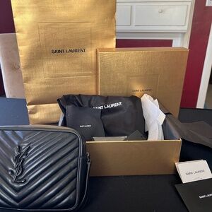 YSL All Black Lou Camera Bag - Like New with back pocket